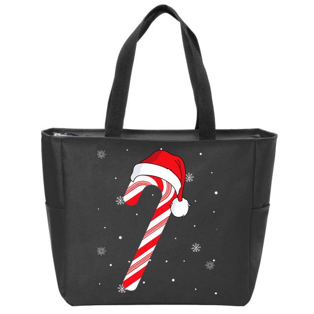 Candy Cane Merry And Bright Red And White Candy Zip Tote Bag