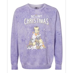 Cat Christmas Meow Christmas Colorblast Crewneck Sweatshirt