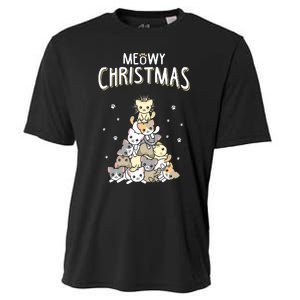 Cat Christmas Meow Christmas Cooling Performance Crew T-Shirt