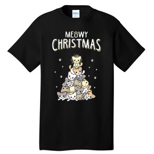 Cat Christmas Meow Christmas Tall T-Shirt