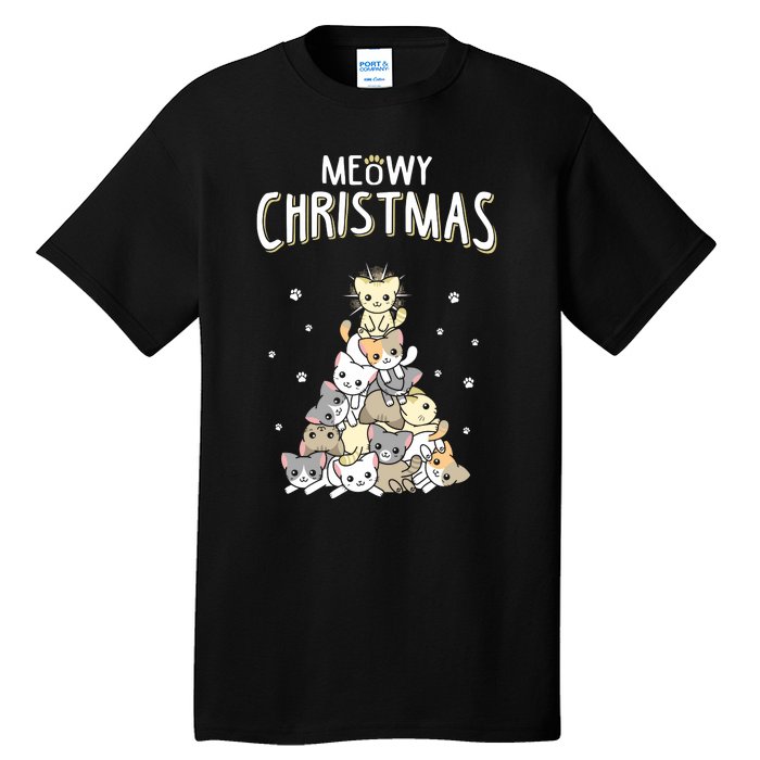 Cat Christmas Meow Christmas Tall T-Shirt