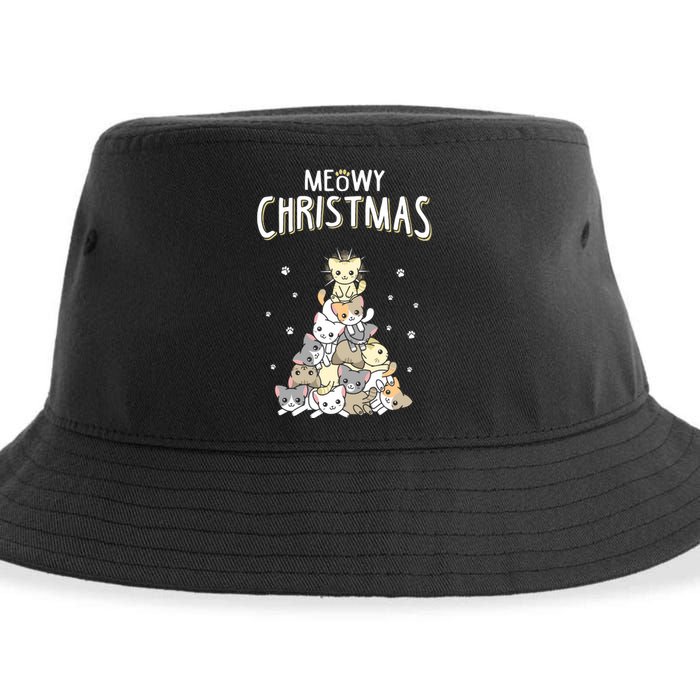 Cat Christmas Meow Christmas Sustainable Bucket Hat