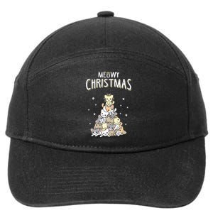 Cat Christmas Meow Christmas 7-Panel Snapback Hat