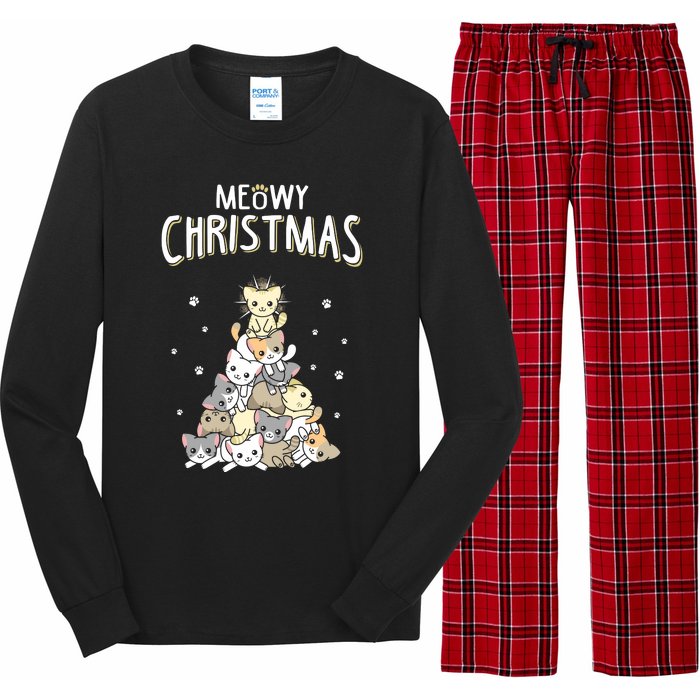 Cat Christmas Meow Christmas Long Sleeve Pajama Set