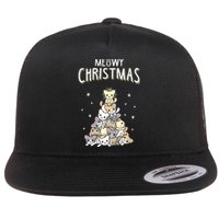 Cat Christmas Meow Christmas Flat Bill Trucker Hat