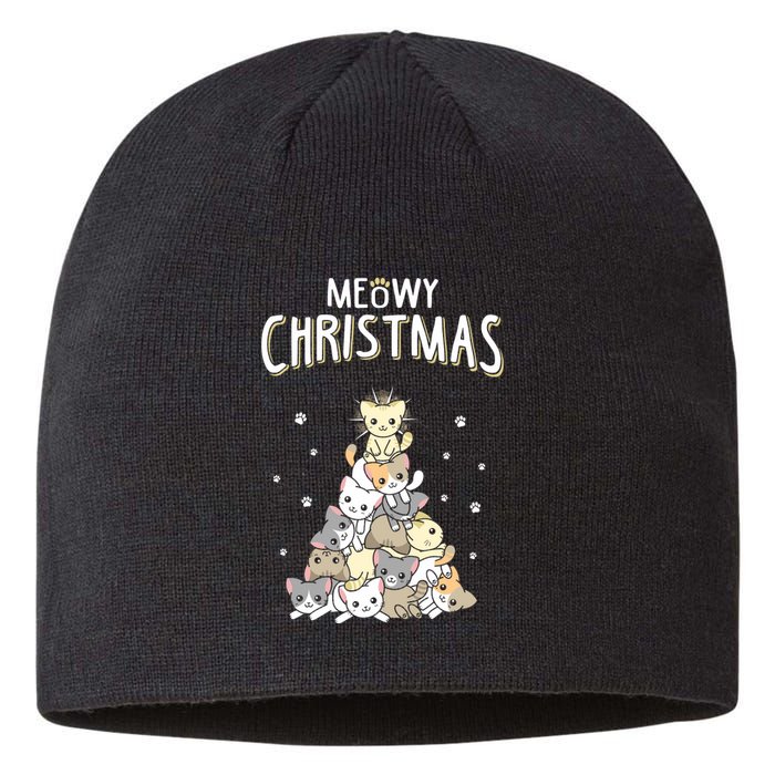 Cat Christmas Meow Christmas Sustainable Beanie