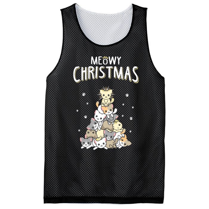 Cat Christmas Meow Christmas Mesh Reversible Basketball Jersey Tank