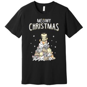 Cat Christmas Meow Christmas Premium T-Shirt