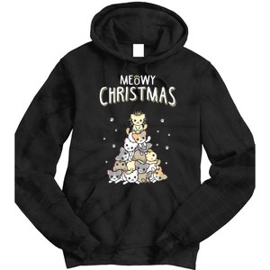 Cat Christmas Meow Christmas Tie Dye Hoodie