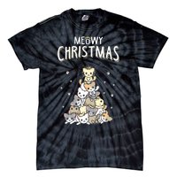 Cat Christmas Meow Christmas Tie-Dye T-Shirt