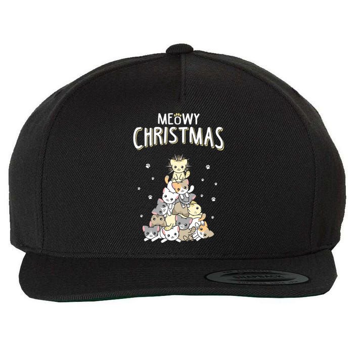 Cat Christmas Meow Christmas Wool Snapback Cap