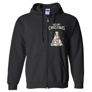 Cat Christmas Meow Christmas Full Zip Hoodie