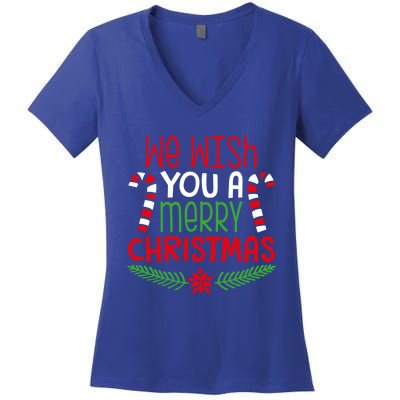 Candy Cane Matching Family We Wish You A Merry Christmas Gift Women's V-Neck T-Shirt