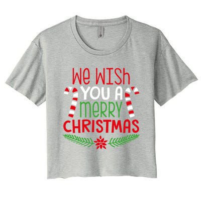 Candy Cane Matching Family We Wish You A Merry Christmas Gift Women's Crop Top Tee