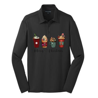 Christmas Coffee Merry Chritsmas Cozy Winter Coffee Lover Silk Touch Performance Long Sleeve Polo