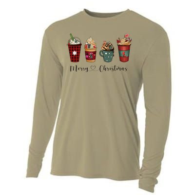 Christmas Coffee Merry Chritsmas Cozy Winter Coffee Lover Cooling Performance Long Sleeve Crew