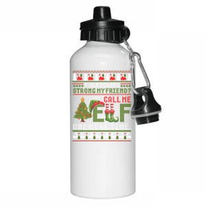 Christmas Call Me Elf One More Time Ugly Xmas Gift Aluminum Water Bottle