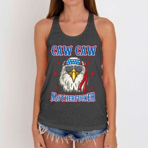 Caw Caw Motherfucker! Funny 4th Of July Patriotic Women's Knotted Racerback Tank