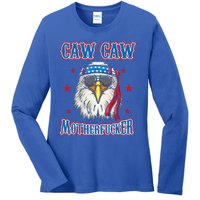 Caw Caw Motherfucker! Funny 4th Of July Patriotic Ladies Long Sleeve Shirt