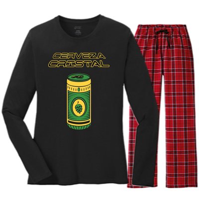 Cerveza Cristal Meme Funny Product Placement Women's Long Sleeve Flannel Pajama Set 