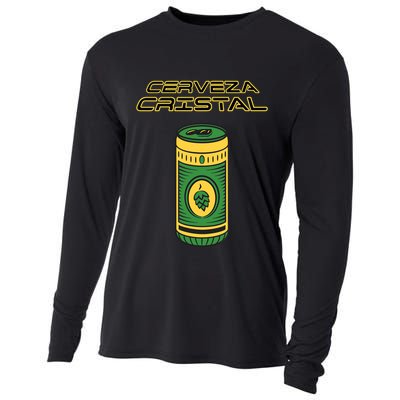 Cerveza Cristal Meme Funny Product Placement Cooling Performance Long Sleeve Crew