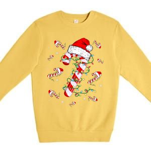 Candy Cane Merry And Bright Red White Lights Christmas Long Sleeve Premium Crewneck Sweatshirt