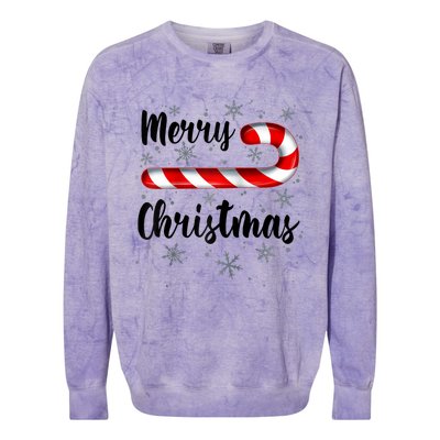 Candy Cane Merry Christmas Red And White Candy Snowflakes Raglan Baseball Colorblast Crewneck Sweatshirt