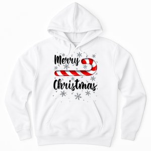 Candy Cane Merry Christmas Red And White Candy Snowflakes Raglan Baseball Hoodie