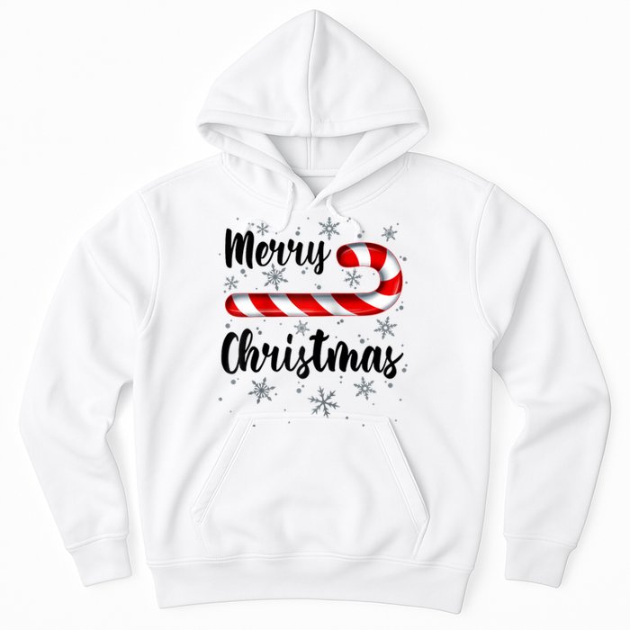 Candy Cane Merry Christmas Red And White Candy Snowflakes Raglan Baseball Hoodie