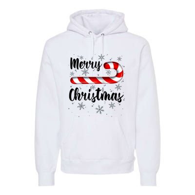 Candy Cane Merry Christmas Red And White Candy Snowflakes Raglan Baseball Premium Hoodie