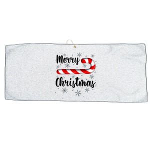 Candy Cane Merry Christmas Red And White Candy Snowflakes Raglan Baseball Large Microfiber Waffle Golf Towel