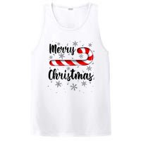 Candy Cane Merry Christmas Red And White Candy Snowflakes Raglan Baseball PosiCharge Competitor Tank