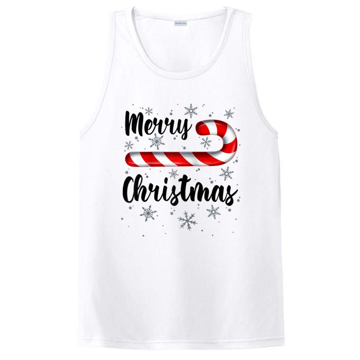 Candy Cane Merry Christmas Red And White Candy Snowflakes Raglan Baseball PosiCharge Competitor Tank