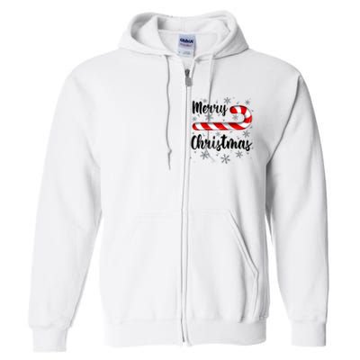 Candy Cane Merry Christmas Red And White Candy Snowflakes Raglan Baseball Full Zip Hoodie