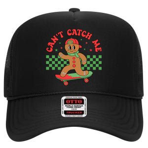 CanT Catch Me Retro Christmas Gingerbread Boy Xmas High Crown Mesh Back Trucker Hat