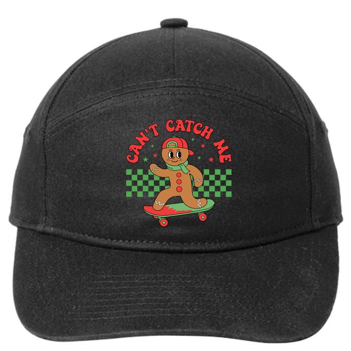 CanT Catch Me Retro Christmas Gingerbread Boy Xmas 7-Panel Snapback Hat