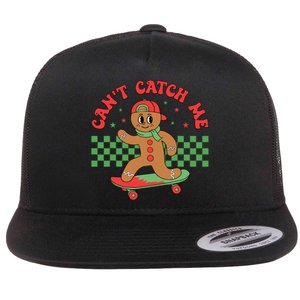 CanT Catch Me Retro Christmas Gingerbread Boy Xmas Flat Bill Trucker Hat