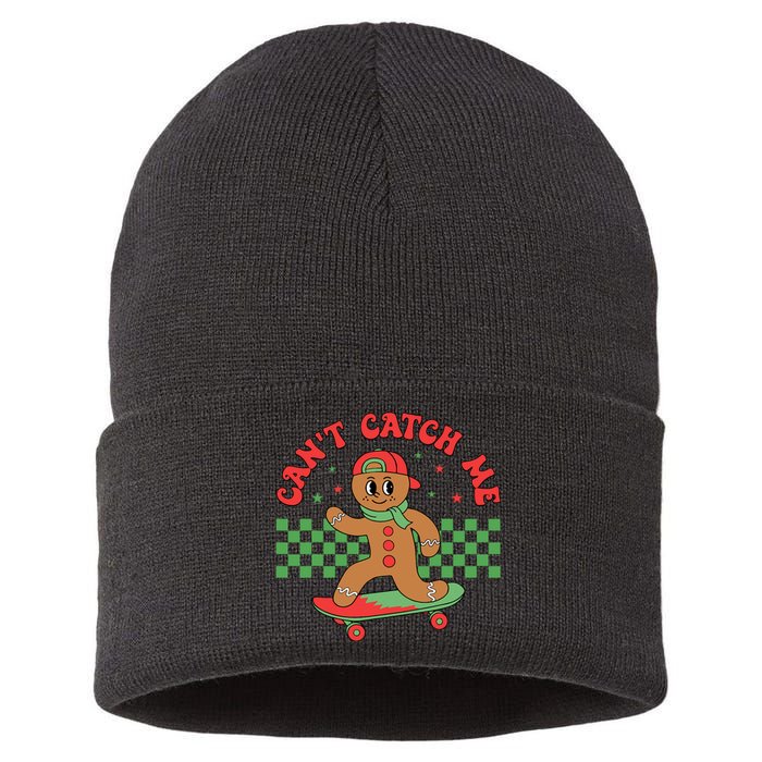 CanT Catch Me Retro Christmas Gingerbread Boy Xmas Sustainable Knit Beanie