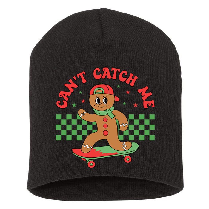 CanT Catch Me Retro Christmas Gingerbread Boy Xmas Short Acrylic Beanie