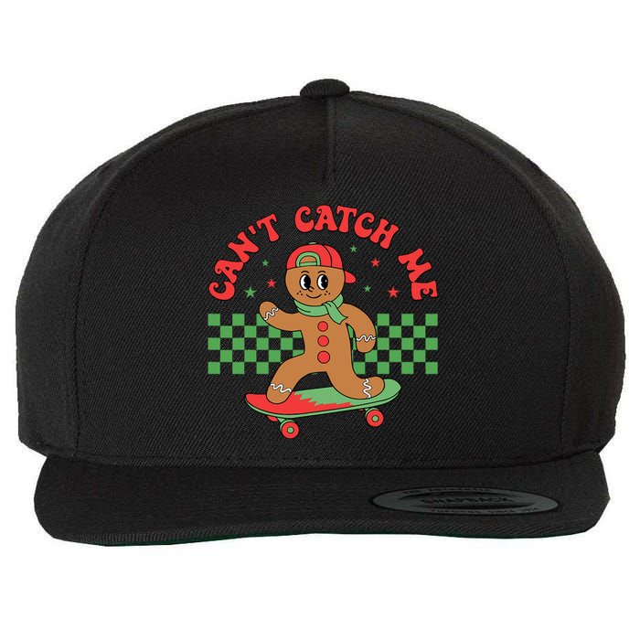 CanT Catch Me Retro Christmas Gingerbread Boy Xmas Wool Snapback Cap