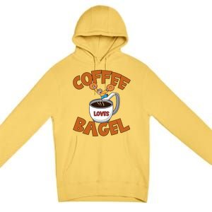 Cute Coffee Mom Loves Bagel Quote And Bagel Lover Gift Premium Pullover Hoodie