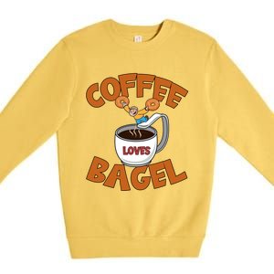 Cute Coffee Mom Loves Bagel Quote And Bagel Lover Gift Premium Crewneck Sweatshirt