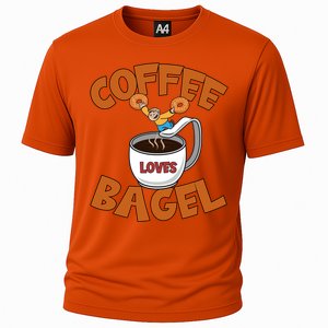 Cute Coffee Mom Loves Bagel Quote And Bagel Lover Gift Cooling Performance Crew T-Shirt