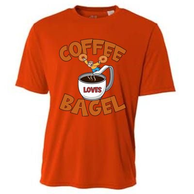 Cute Coffee Mom Loves Bagel Quote And Bagel Lover Gift Cooling Performance Crew T-Shirt