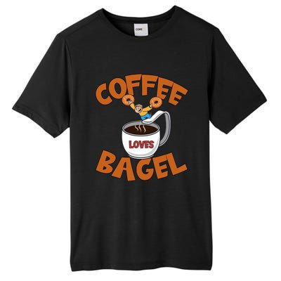 Cute Coffee Mom Loves Bagel Quote And Bagel Lover Gift Tall Fusion ChromaSoft Performance T-Shirt