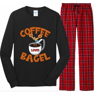 Cute Coffee Mom Loves Bagel Quote And Bagel Lover Gift Long Sleeve Pajama Set