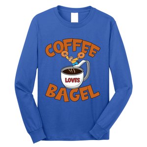 Cute Coffee Mom Loves Bagel Quote And Bagel Lover Gift Long Sleeve Shirt