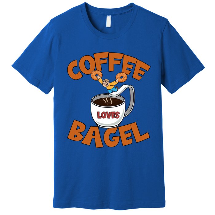 Cute Coffee Mom Loves Bagel Quote And Bagel Lover Gift Premium T-Shirt