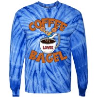 Cute Coffee Mom Loves Bagel Quote And Bagel Lover Gift Tie-Dye Long Sleeve Shirt