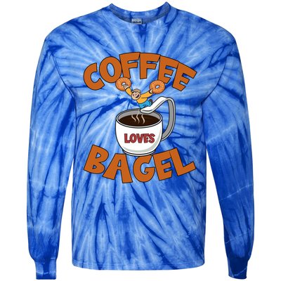 Cute Coffee Mom Loves Bagel Quote And Bagel Lover Gift Tie-Dye Long Sleeve Shirt